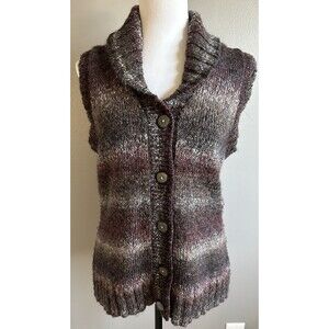 Woolrich Multicolor Lambs Wool Knit Button Up Collared Sweater Vest Womens M